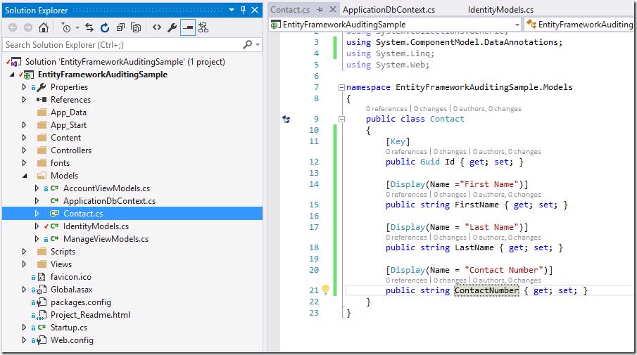 Contact class with basic properties