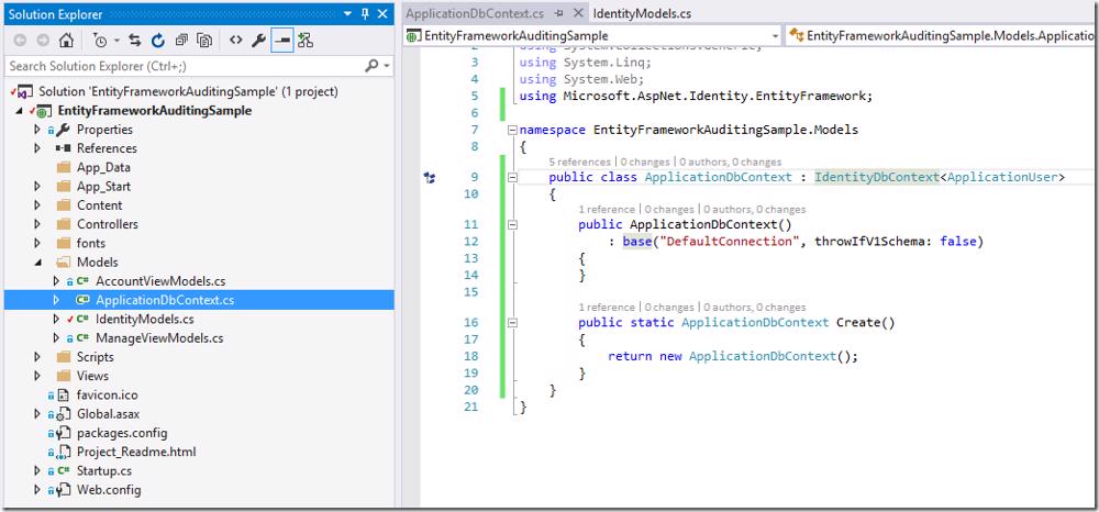 ApplicationDbContext class moved to its own file