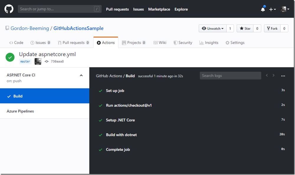 GitHub Actions workflow logs