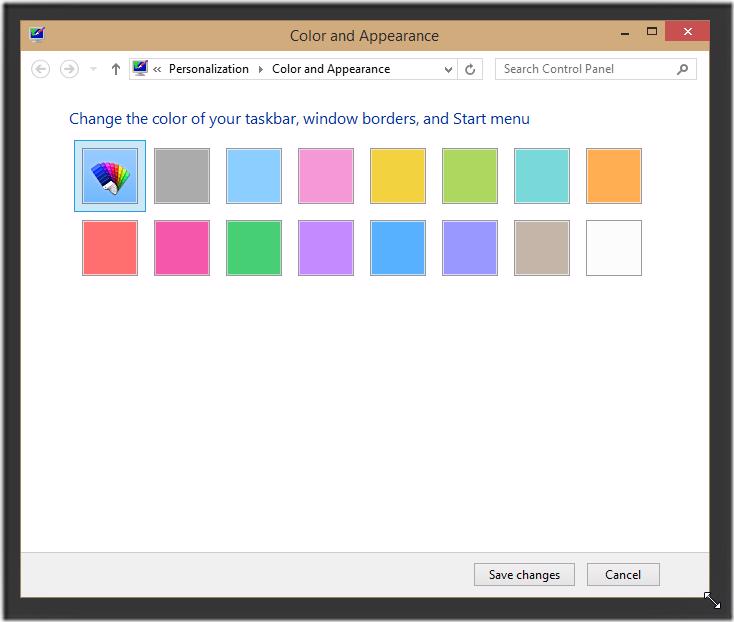 Windows 10 Color and Appearance window