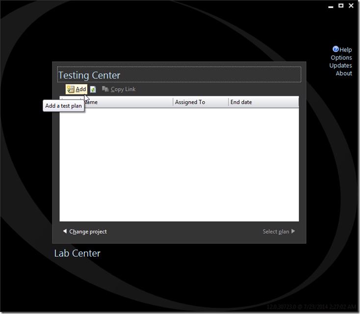 Microsoft Test Manager Testing Center