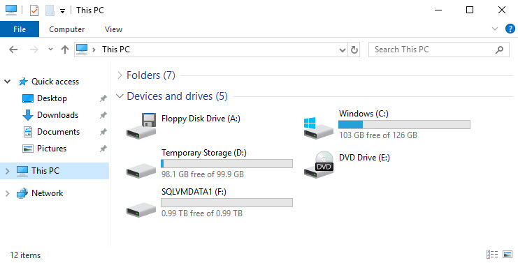 Azure VM disk configuration showing 1TB Standard SSD