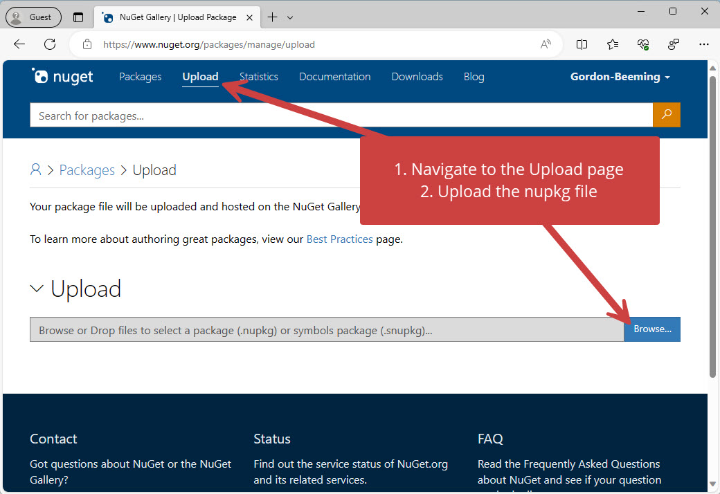 Once uploaded you will see all the information for the package, click Submit
