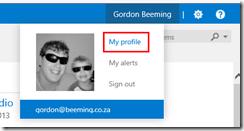 VSTS user profile menu with My profile highlighted