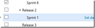 VSTS Iterations page showing newly added child iteration