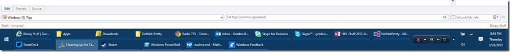 Taskbar settings for combining buttons