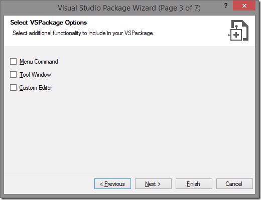 Visual Studio Package Wizard - Page 3