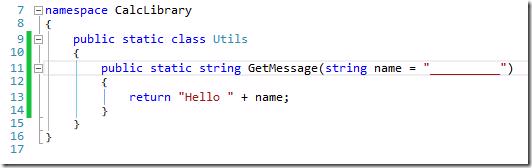 C# code in Utils class with a new optional parameter 'name'