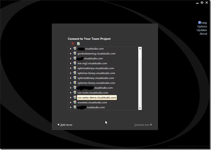 Microsoft Test Manager Add server button