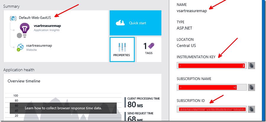 Azure Portal - Application Insights Resource Properties