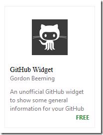 GitHub Widget in Visual Studio Marketplace