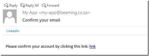 Email verification message in inbox