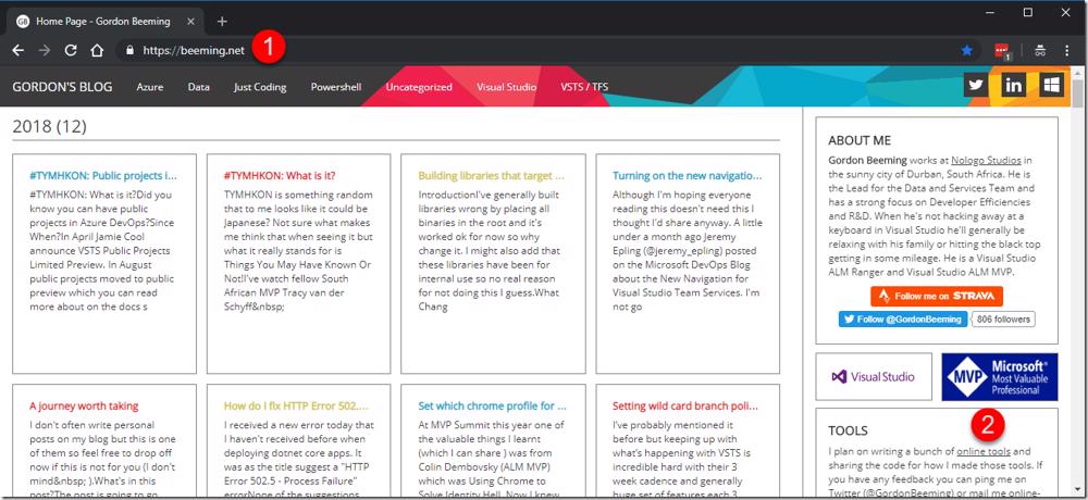 Gordon Beeming's blog with Online Tools highlighted