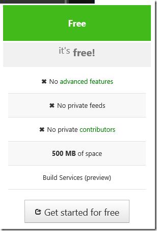 MyGet Pricing Page