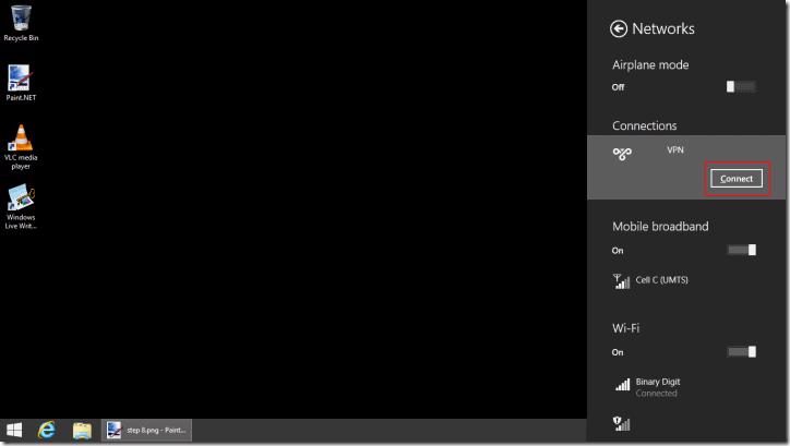 Windows 8.1 VPN connection - Connect