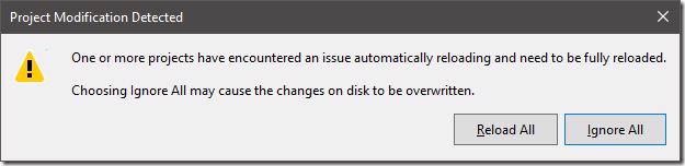 Visual Studio reload solution dialog