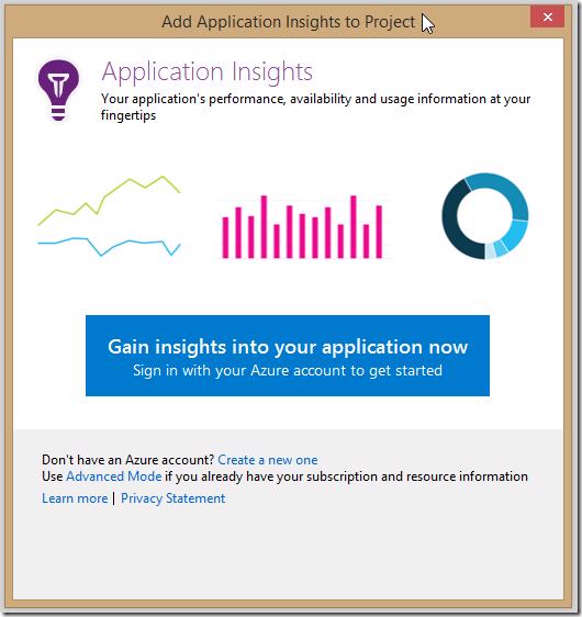 Visual Studio - Application Insights sign-in prompt