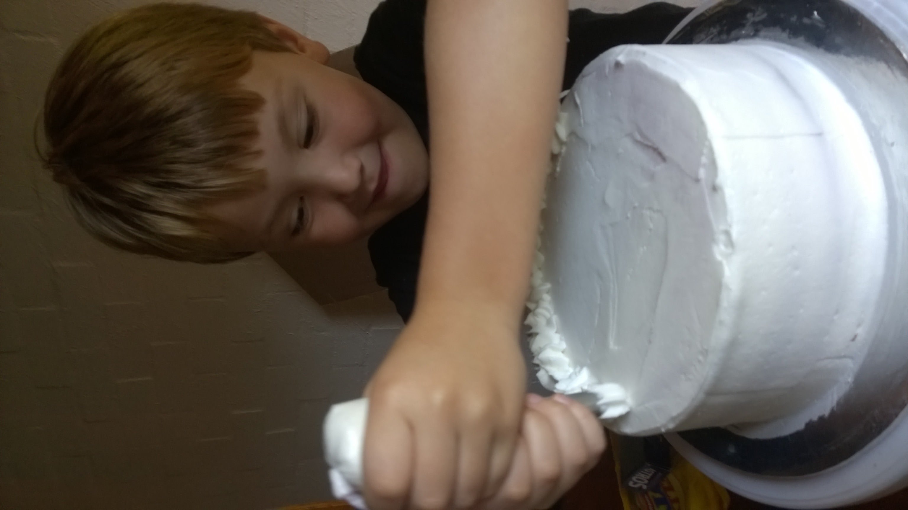 Mixing the cake batter