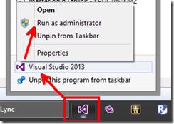 Visual Studio running as administrator