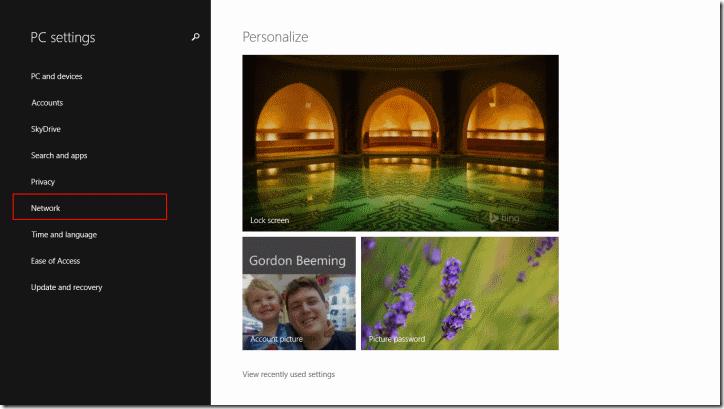 Windows 8.1 PC Settings - Network