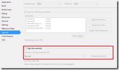 Visual Studio project signing properties