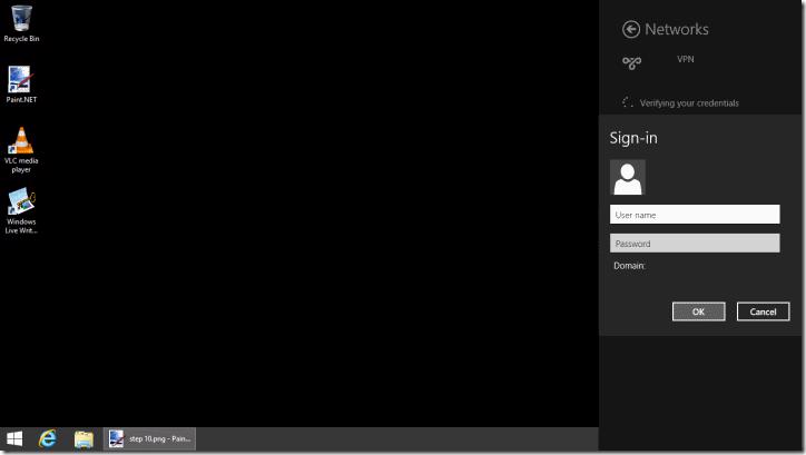 Windows 8.1 VPN authentication - Enter credentials