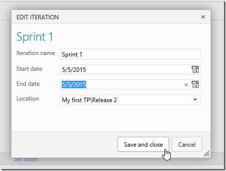 VSTS Iterations page - Date picker for iteration start and end dates