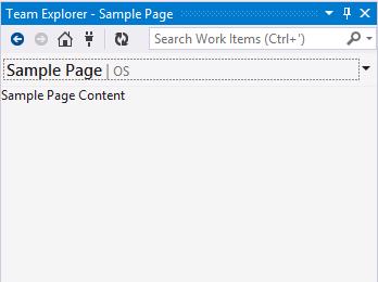 Sample Team Explorer Page displayed after button click