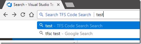 Chrome address bar with tfsc keyword for TFS Code Search