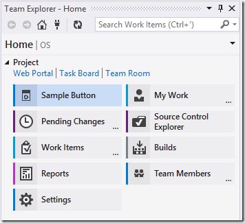 Sample Button in Team Explorer
