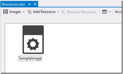 Adding an image to Resources.resx and naming it SampleImage