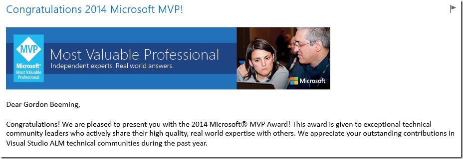 Microsoft ALM MVP Award 2014