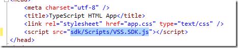 index.html showing VSS.SDK.js script reference