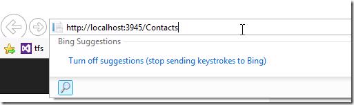 Contacts list page in browser
