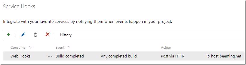 Azure DevOps Web Hook creation finished