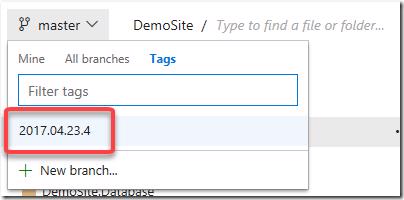 VSTS/TFS: New tag added to the code repository after a successful build.