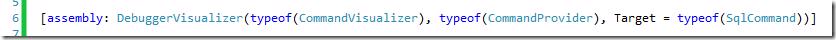 C# code showing DebuggerVisualizer attribute