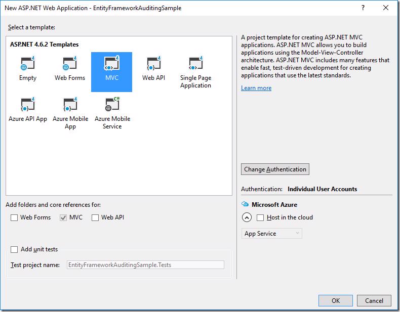 New ASP.NET Web Application - MVC Template