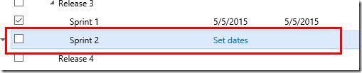 VSTS Iterations page - Adding a new iteration in line