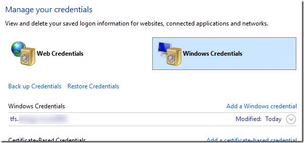 Windows credential added successfully
