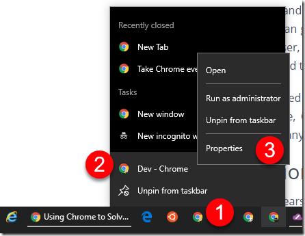 Accessing Chrome profile shortcut properties