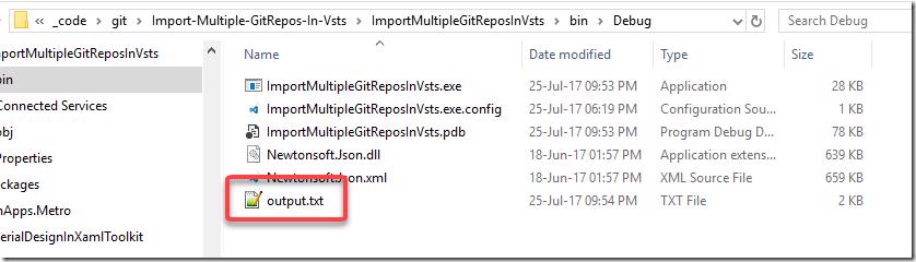 File explorer showing output.txt location