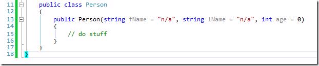 C# code showing GetMessage method with optional parameters
