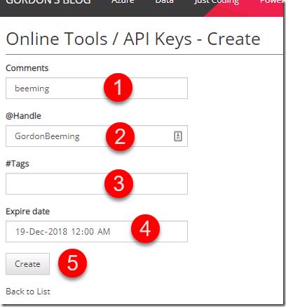 Create API Key form