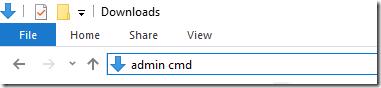 Windows Explorer address bar with command