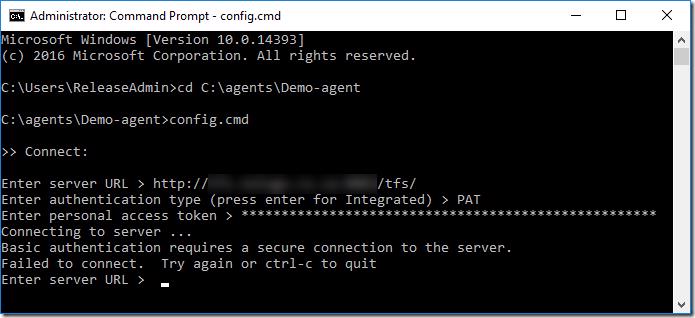 PAT auth only supported on https error
