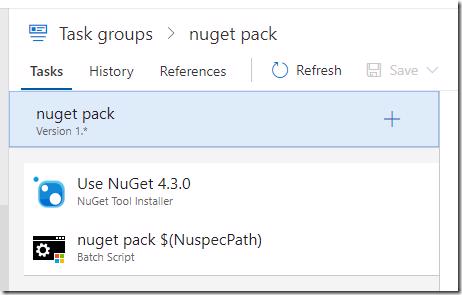 VSTS Task Group for NuGet pack