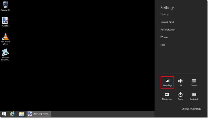 Windows 8.1 Charms bar - Networks