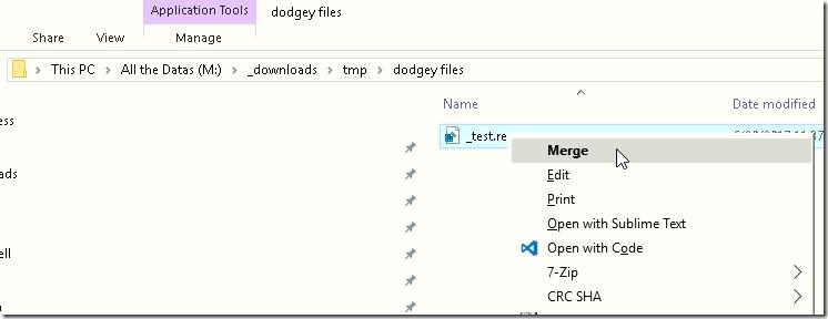 Merging a registry file