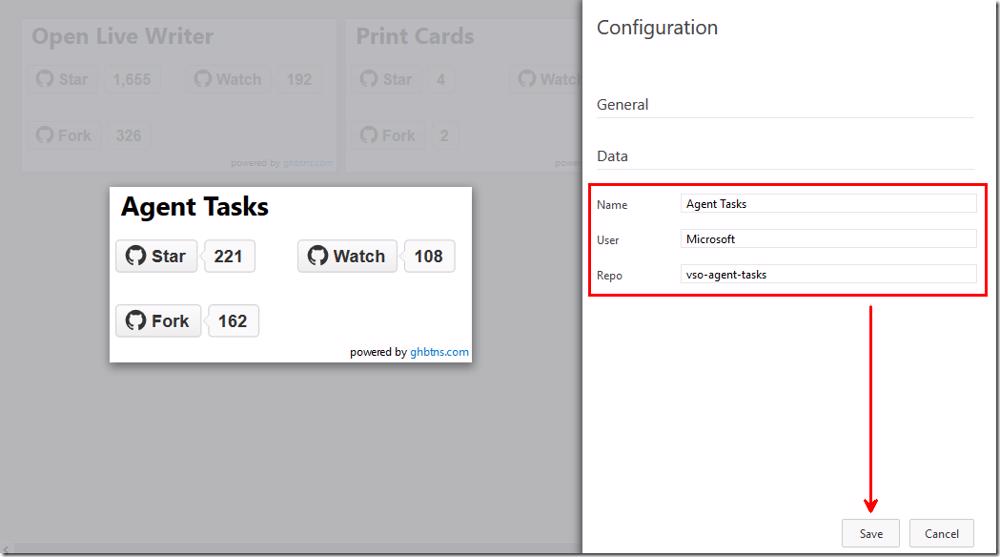 Configuring GitHub Widget settings